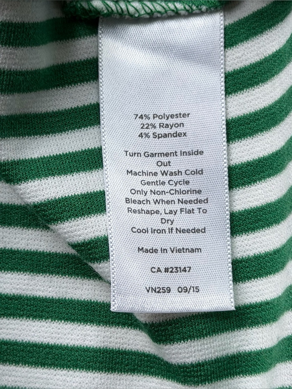 Talbots Green & White Striped Knit Fit and Flare Edie Dress - Size P (XSP) - EUC - Picture 4 of 8